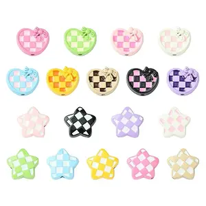 36Pcs 18 Styles Hounds Tooth Pattern Paint Alloy Beads