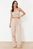Trendyol Mink Woven Blouse Trousers Beach Set