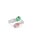 Swarovski Prsteň  zelená / ružová / strieborná