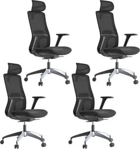 MERCURY 4PACK Ergonomická kancelárska stolička WISDOM, čierny plast, tmavo sivá (4 ks)