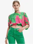 Zeleno-růžový dámský top Desigual Garret - Dámské