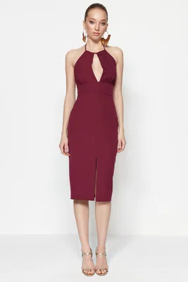 Večerní šaty Trendyol Damson Woven Piping