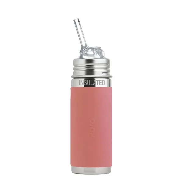 Pura TERMO fľaša so slamkou 260ml - Rose