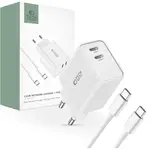 Tech-Protect C35W sieťová nabíjačka 2x USB-C 35W + kábel USB-C, biela