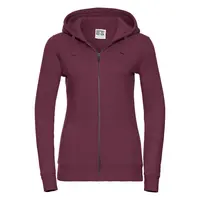 Burgundy women's sweatshirt with hood and zipper Authentic Russell