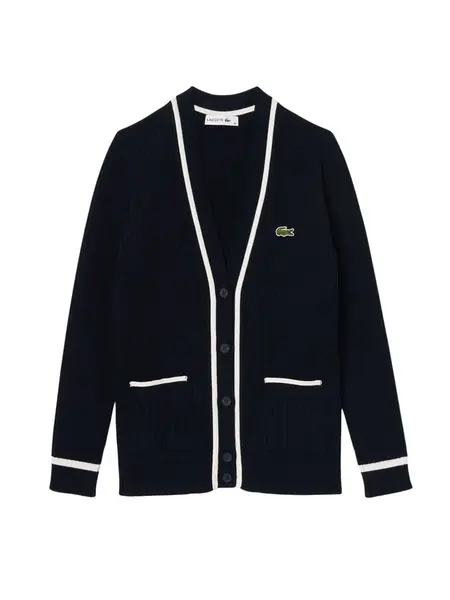 LACOSTE Kardigán  námornícka modrá / biela