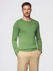 Ombre Classic men's sweater with round neckline - green