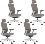 MERCURY 4PACK Ergonomická kancelářská židle SWIFT šedý plast, světle šedá látka (4 ks)