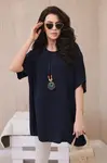 Kesi Włoski Oversized blúzka s príveskom námornícka modrá