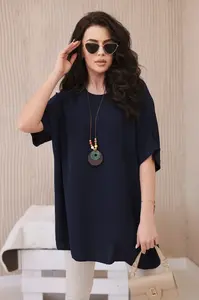 Kesi Włoski Oversized blúzka s príveskom námornícka modrá