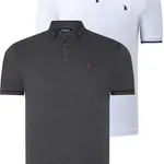 DOUBLE SET T8586 DEWBERRY MEN'S T-SHIRT-WHITE-ANTHRACITE