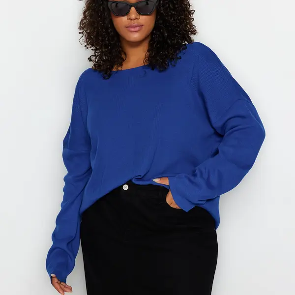 Trendyol Curve Saks Back Cross Band Detailní pletený svetr