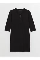 LC Waikiki Scoop Neck Straight Dámské šaty s dlouhým rukávem
