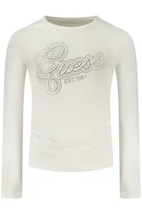 GUESS JEANS triko s dlouhým rukávem pro dívky, bílé