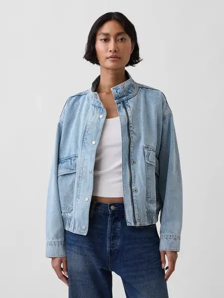 Dámská denimová oversize bomber bunda GAP