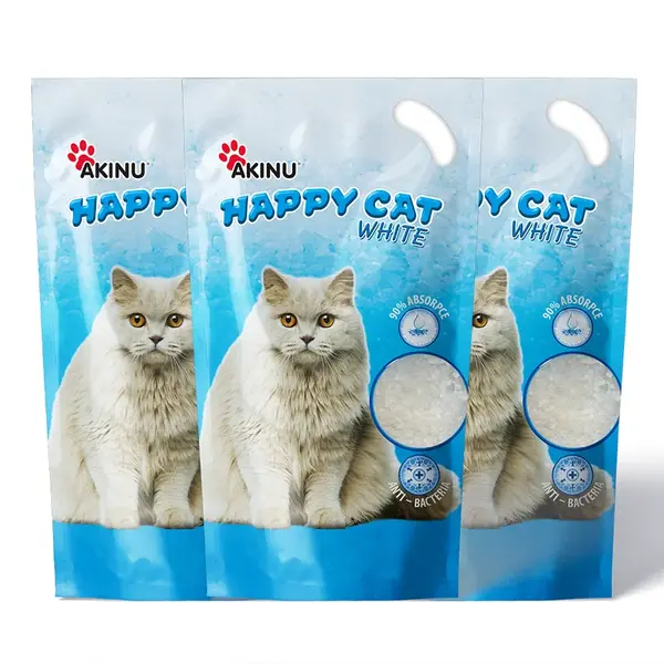 Akinu HAPPY CAT Silika gel bílý stelivo pro kočky 3 x 3,6 l