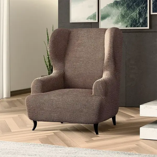 Bielastické potahy COSTINA oříšková křeslo ušák (š. 60 - 110 cm)