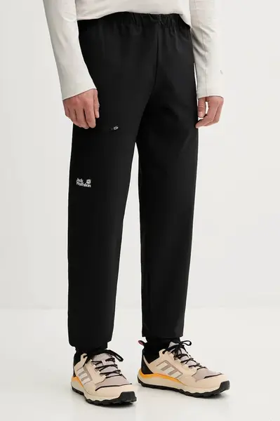 Outdoorové kalhoty Jack Wolfskin PRELIGHT pánské, černá barva, A65166