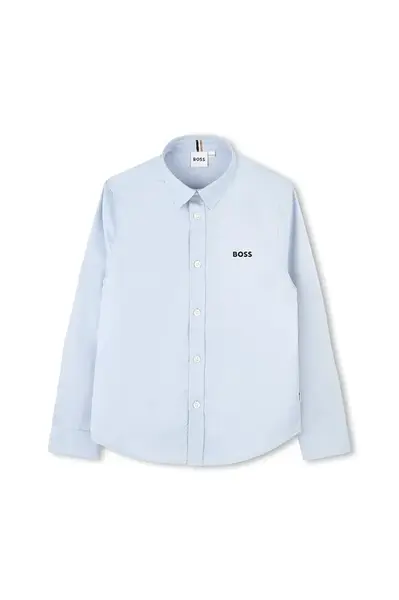 Dětská bavlněná košile BOSS modrá barva, J52675