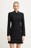 Šaty s příměsí vlny Karl Lagerfeld černá barva, mini, A4W13021