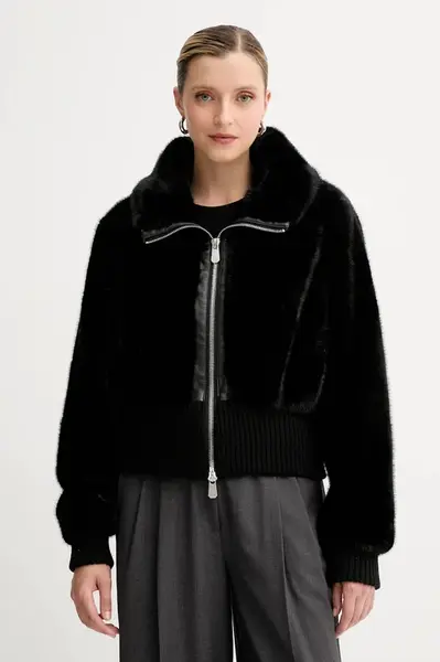 Bunda Pinko černá barva, přechodná, oversize, 105399 A2PI