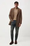 Kabát s příměsí vlny Medicine pánský, hnědá barva