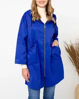 Resti Navy blue women's coat jacket with hood- Clothing