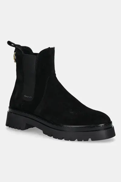 Semišové kotníkové boty Gant Aligrey dámské, černá barva, na platformě, 31553157