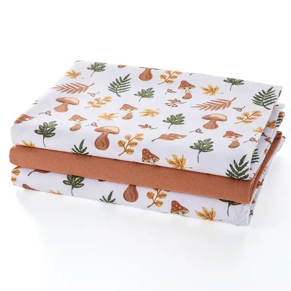 Bavlněné utěrky HOUBY 50 x 70 cm sada 3 ks