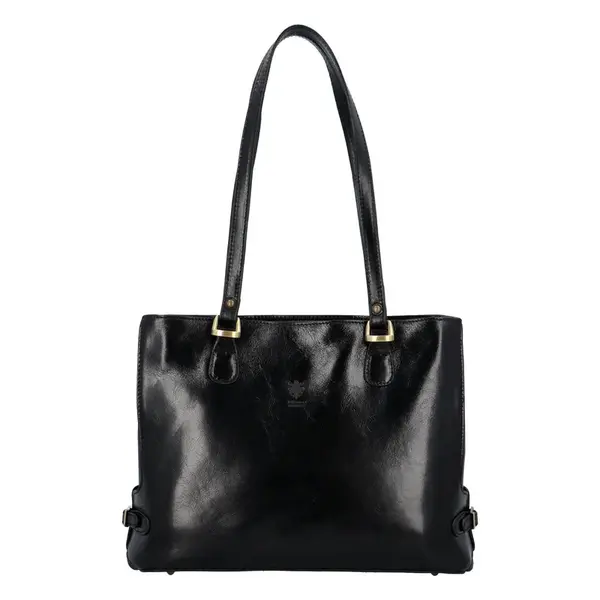 Dámská kožená kabelka na rameno černá - Delami Vera Pelle Amelisa