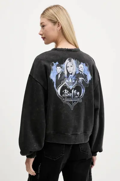 Bavlněná mikina adidas Originals 20th Century Fox Disney dámská, černá barva, s potiskem, JX1276