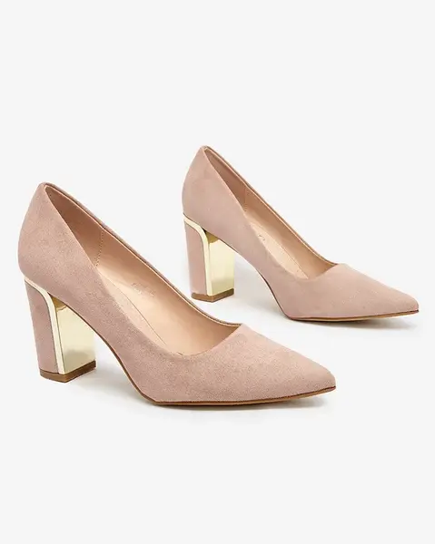 Resti Beige women's eco suede post pumps Afrogosa