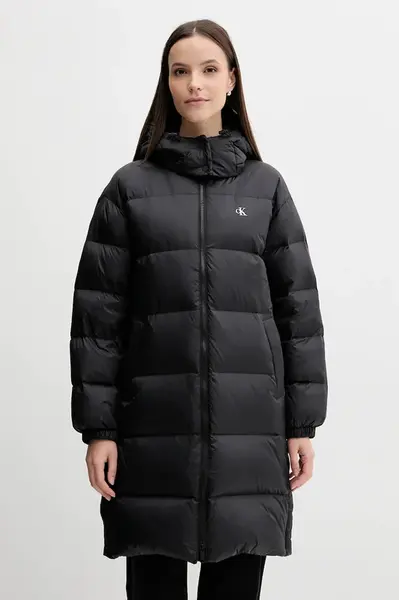 Péřová bunda Calvin Klein Jeans černá barva, zimní, LV047D502G