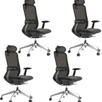 MERCURY 4PACK Ergonomická kancelářská židle BESSEL černý plast, černá (4 ks)