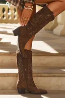 Zazoo Semišové Dámské Kopytové Boty Na Podpatku Hnědé Karira