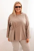 Kesi Włoski Dámská blůza Plus Size s bavlnou, kapsou a ohrnutým rukávem kiwi