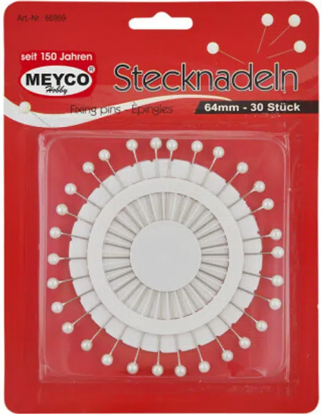 Velké špendlíky sada 30 ks bílých 64mm
