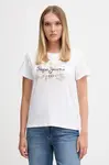 Bavlněné tričko Pepe Jeans dámské, bílá barva, PL5000046