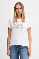 Bavlněné tričko Pepe Jeans dámské, bílá barva, PL5000046