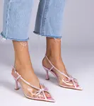 marka niezdefiniowana Růžové průhledné sandály na jehlovém podpatku s kamínky Kloksi