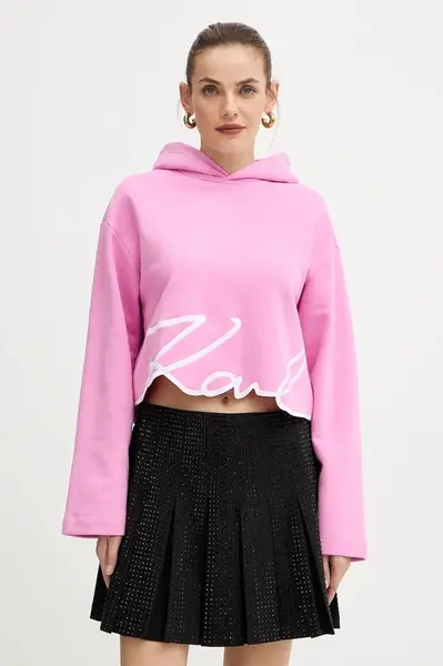 Mikina Karl Lagerfeld dámská, růžová barva, s aplikací, A4W20039