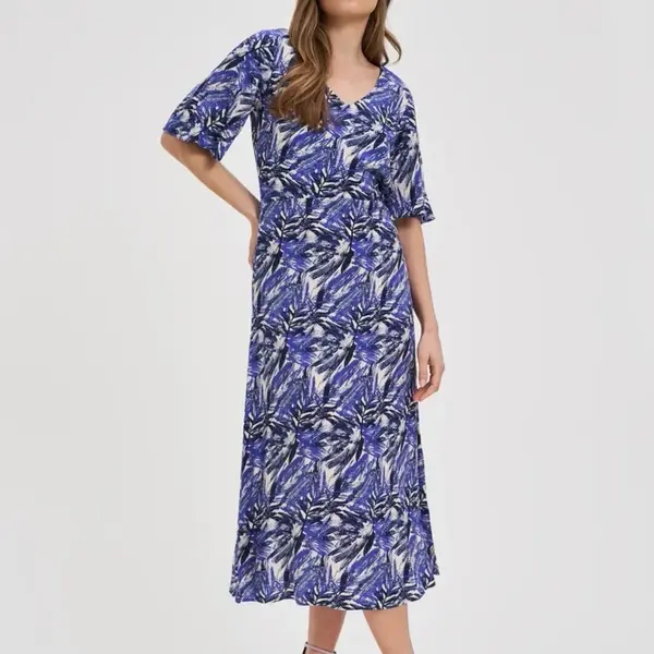 Marisse Navy Blue Viscose Midi Dress