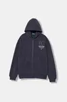 Dětská mikina United Colors of Benetton tmavomodrá barva, s kapucí, s potiskem, 32N4C505I