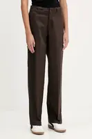 Bavlněné kalhoty Dickies dámské, hnědá barva, široké, high waist, DK0A87PL