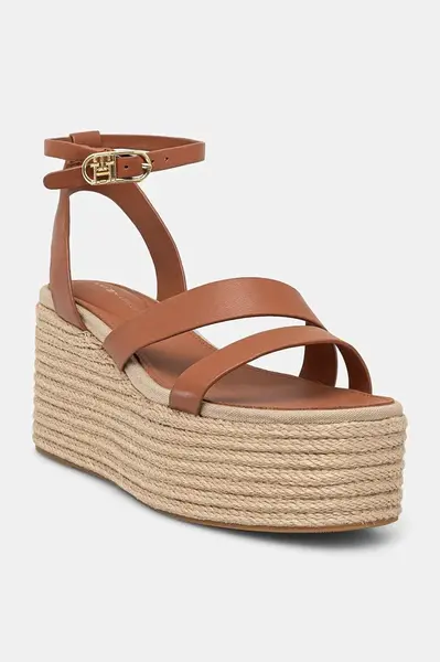 Kožené sandále Tommy Hilfiger ANKLE STRAP LEATHER PLATFORM