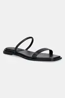 Kožené šľapky Calvin Klein FLAT SANDAL SQUARED 2-BAR LTH