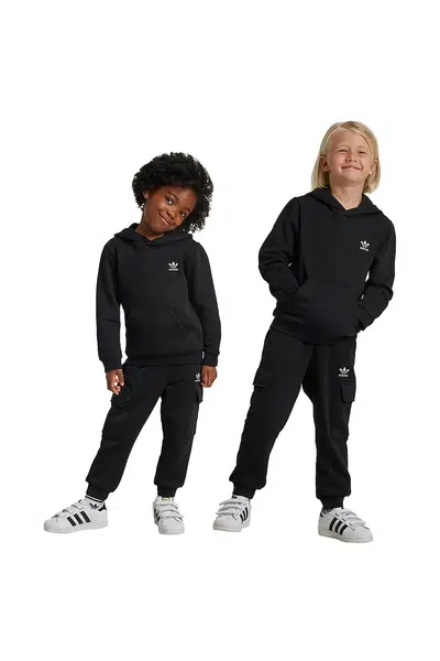 Detská tepláková súprava adidas Originals HOODIE FZ CARGO čierna farba, IW1019