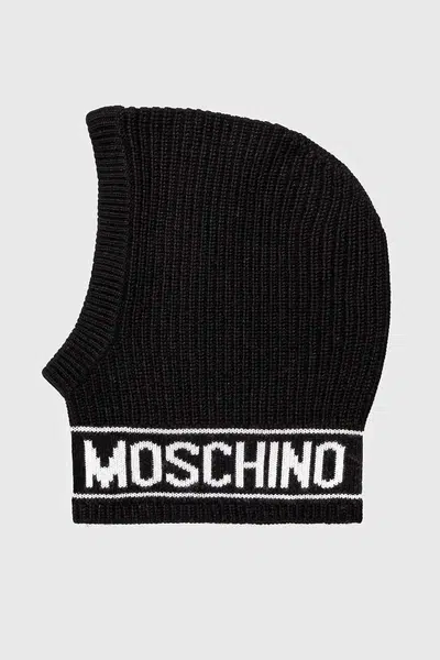 Vlnená kukla Moschino čierna farba, M3136 65414