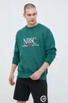 Bavlnená mikina New Balance pánska, zelená farba, s potlačou