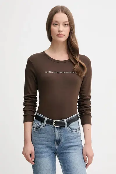 Bavlnené tričko s dlhým rukávom United Colors of Benetton